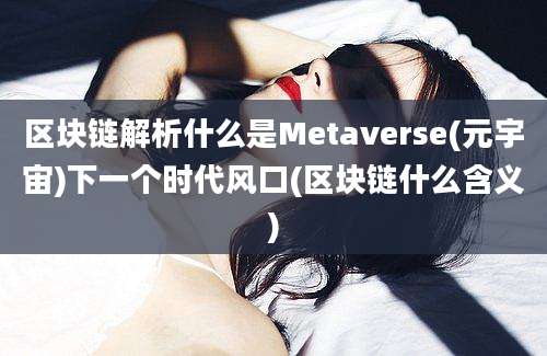 区块链解析什么是Metaverse(元宇宙)下一个时代风口(区块链什么含义)