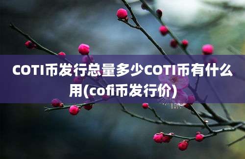 COTI币发行总量多少COTI币有什么用(cofi币发行价)