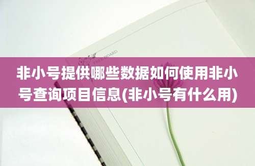 非小号提供哪些数据如何使用非小号查询项目信息(非小号有什么用)