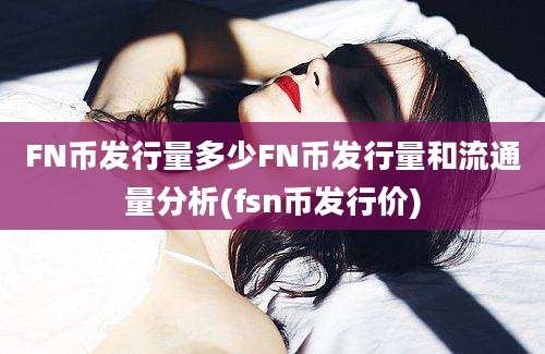 FN币发行量多少FN币发行量和流通量分析(fsn币发行价)