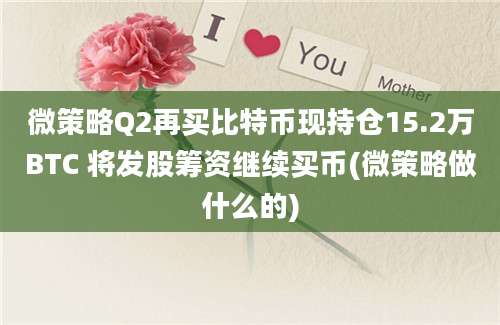 微策略Q2再买比特币现持仓15.2万BTC 将发股筹资继续买币(微策略做什么的)