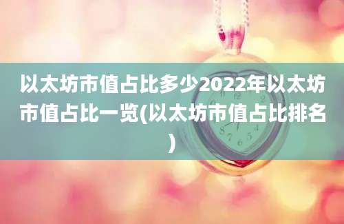 以太坊市值占比多少2022年以太坊市值占比一览(以太坊市值占比排名)