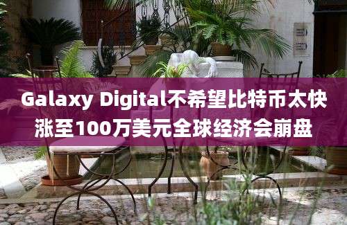 Galaxy Digital不希望比特币太快涨至100万美元全球经济会崩盘