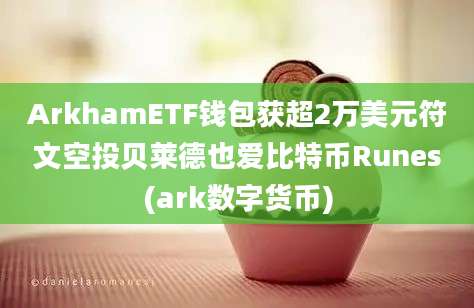 ArkhamETF钱包获超2万美元符文空投贝莱德也爱比特币Runes(ark数字货币)