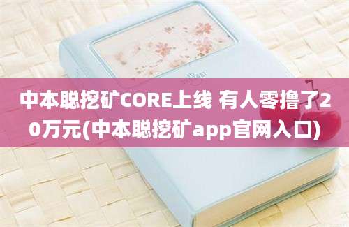 中本聪挖矿CORE上线 有人零撸了20万元(中本聪挖矿app官网入口)