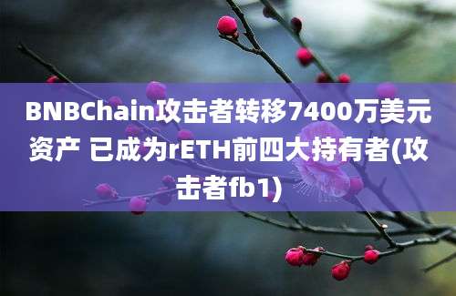 BNBChain攻击者转移7400万美元资产 已成为rETH前四大持有者(攻击者fb1)