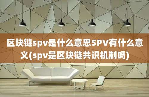 区块链spv是什么意思SPV有什么意义(spv是区块链共识机制吗)