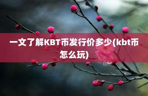 一文了解KBT币发行价多少(kbt币怎么玩)