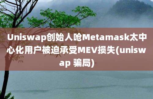 Uniswap创始人呛Metamask太中心化用户被迫承受MEV损失(uniswap 骗局)