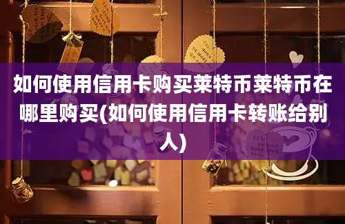 如何使用信用卡购买莱特币莱特币在哪里购买(如何使用信用卡转账给别人)