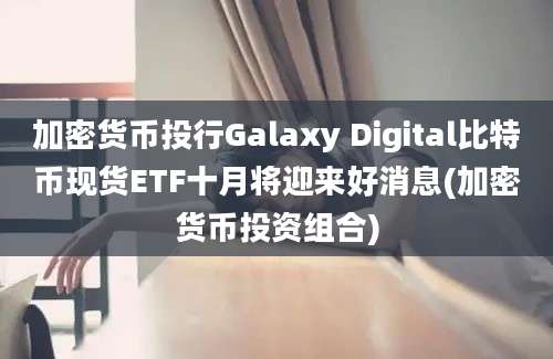 加密货币投行Galaxy Digital比特币现货ETF十月将迎来好消息(加密货币投资组合)