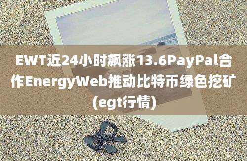 EWT近24小时飙涨13.6PayPal合作EnergyWeb推动比特币绿色挖矿(egt行情)