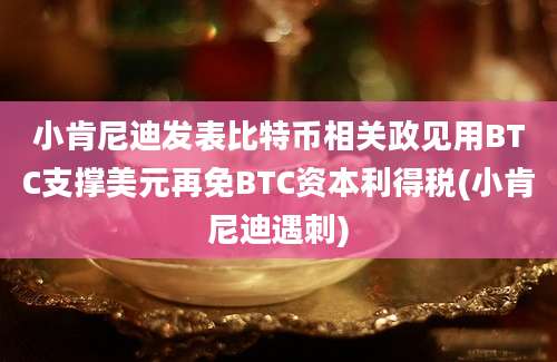 小肯尼迪发表比特币相关政见用BTC支撑美元再免BTC资本利得税(小肯尼迪遇刺)