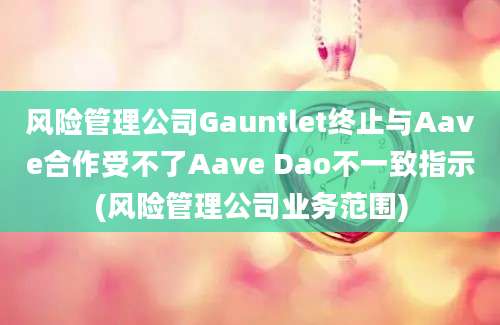 风险管理公司Gauntlet终止与Aave合作受不了Aave Dao不一致指示(风险管理公司业务范围)