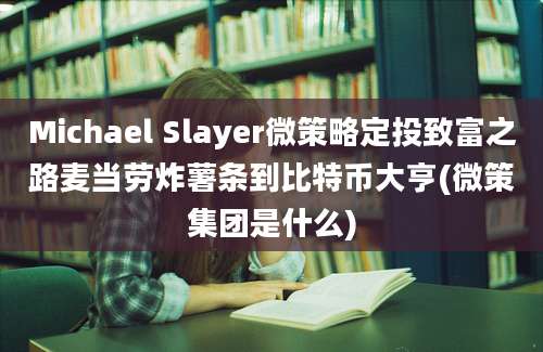 Michael Slayer微策略定投致富之路麦当劳炸薯条到比特币大亨(微策集团是什么)