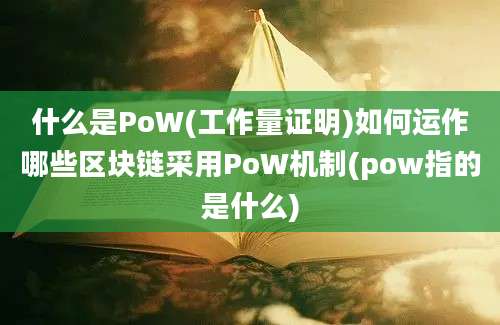 什么是PoW(工作量证明)如何运作哪些区块链采用PoW机制(pow指的是什么)