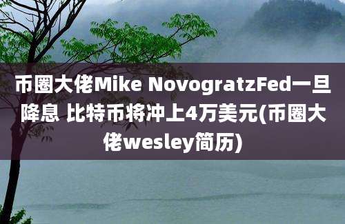 币圈大佬Mike NovogratzFed一旦降息 比特币将冲上4万美元(币圈大佬wesley简历)