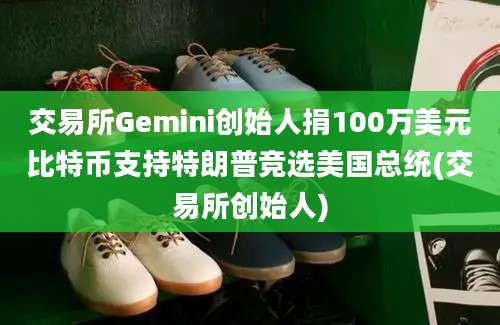 交易所Gemini创始人捐100万美元比特币支持特朗普竞选美国总统(交易所创始人)