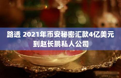 路透 2021年币安秘密汇款4亿美元到赵长鹏私人公司