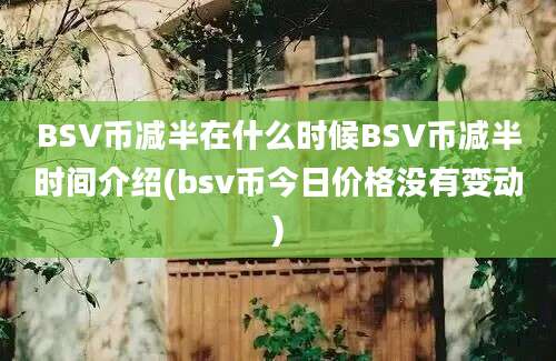 BSV币减半在什么时候BSV币减半时间介绍(bsv币今日价格没有变动)