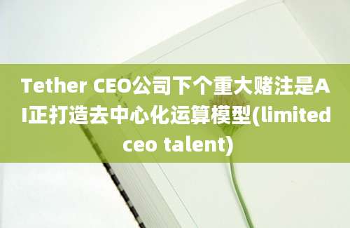 Tether CEO公司下个重大赌注是AI正打造去中心化运算模型(limited ceo talent)