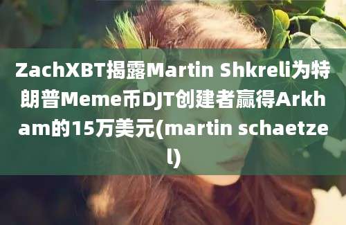 ZachXBT揭露Martin Shkreli为特朗普Meme币DJT创建者赢得Arkham的15万美元(martin schaetzel)