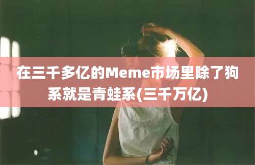 在三千多亿的Meme市场里除了狗系就是青蛙系(三千万亿)