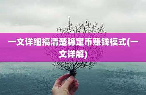 一文详细搞清楚稳定币赚钱模式(一文详解)