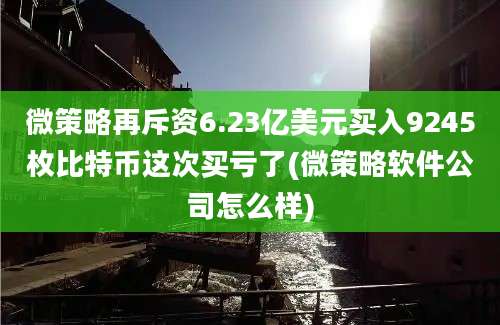 微策略再斥资6.23亿美元买入9245枚比特币这次买亏了(微策略软件公司怎么样)