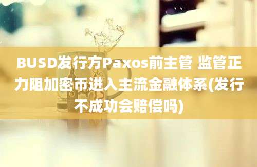 BUSD发行方Paxos前主管 监管正力阻加密币进入主流金融体系(发行不成功会赔偿吗)