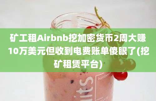 矿工租Airbnb挖加密货币2周大赚10万美元但收到电费账单傻眼了(挖矿租赁平台)