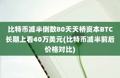 比特币减半倒数80天天桥资本BTC长期上看40万美元(比特币减半前后价格对比)