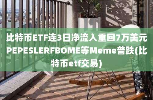 比特币ETF连3日净流入重回7万美元PEPESLERFBOME等Meme普跌(比特币etf交易)