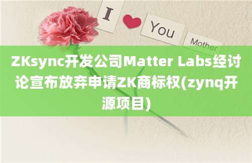 ZKsync开发公司Matter Labs经讨论宣布放弃申请ZK商标权(zynq开源项目)