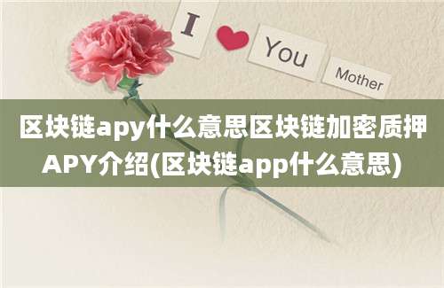 区块链apy什么意思区块链加密质押APY介绍(区块链app什么意思)