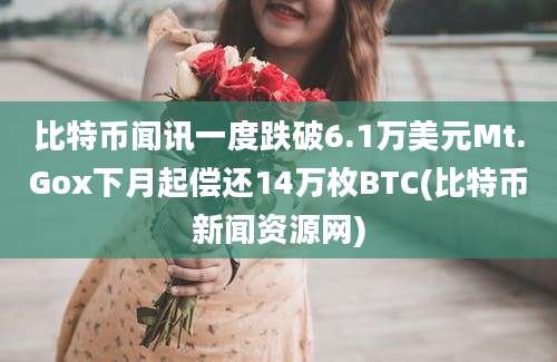 比特币闻讯一度跌破6.1万美元Mt.Gox下月起偿还14万枚BTC(比特币新闻资源网)