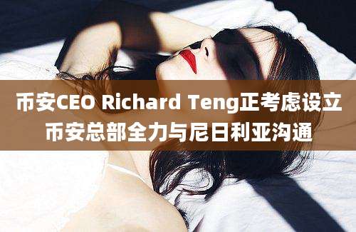 币安CEO Richard Teng正考虑设立币安总部全力与尼日利亚沟通