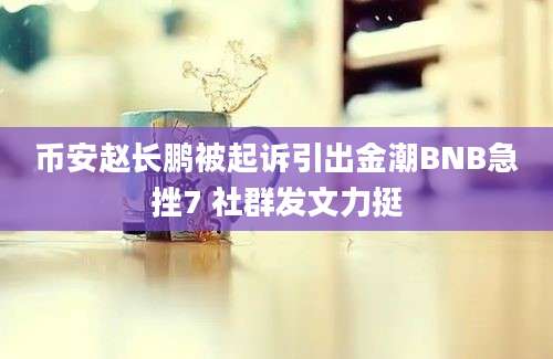 币安赵长鹏被起诉引出金潮BNB急挫7 社群发文力挺