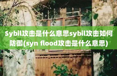 Sybil攻击是什么意思sybil攻击如何防御(syn flood攻击是什么意思)