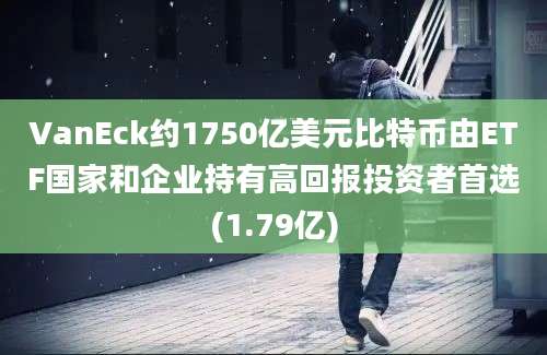 VanEck约1750亿美元比特币由ETF国家和企业持有高回报投资者首选(1.79亿)