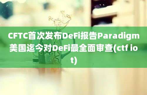 CFTC首次发布DeFi报告Paradigm美国迄今对DeFi最全面审查(ctf iot)