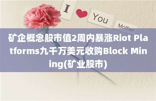 矿企概念股市值2周内暴涨Riot Platforms九千万美元收购Block Mining(矿业股市)