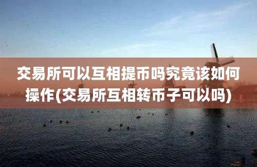 交易所可以互相提币吗究竟该如何操作(交易所互相转币子可以吗)