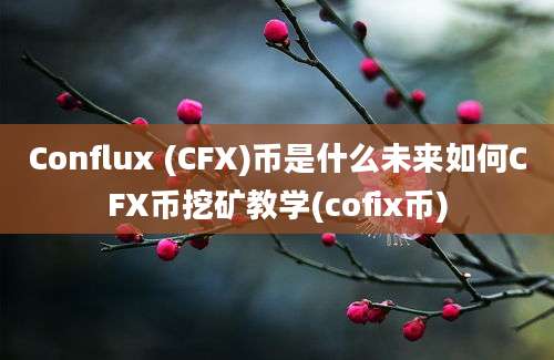 Conflux (CFX)币是什么未来如何CFX币挖矿教学(cofix币)