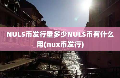 NULS币发行量多少NULS币有什么用(nux币发行)