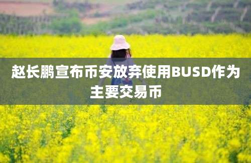 赵长鹏宣布币安放弃使用BUSD作为主要交易币