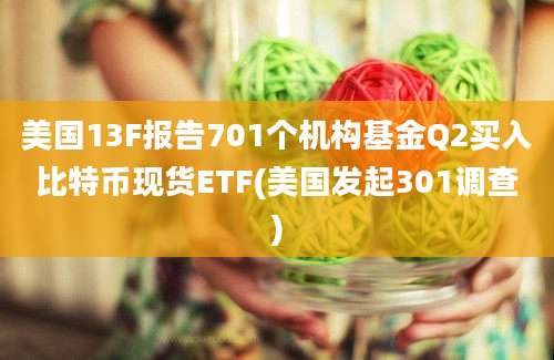 美国13F报告701个机构基金Q2买入比特币现货ETF(美国发起301调查)