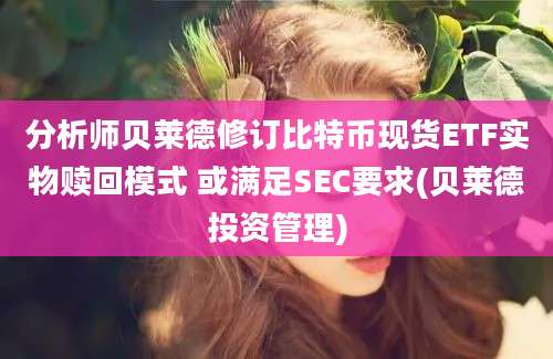 分析师贝莱德修订比特币现货ETF实物赎回模式 或满足SEC要求(贝莱德投资管理)