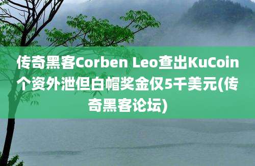 传奇黑客Corben Leo查出KuCoin个资外泄但白帽奖金仅5千美元(传奇黑客论坛)