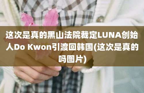 这次是真的黑山法院裁定LUNA创始人Do Kwon引渡回韩国(这次是真的吗图片)